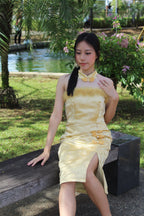 Qing Yu Mesh Midi Cheongsam Dress Premium (Blue)