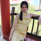 Qing Yu Mesh Midi Cheongsam Dress Premium (Yellow)