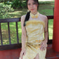 Qing Yu Mesh Midi Cheongsam Dress Premium (Yellow)