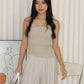 Keith Asymmetric Textured Tube Top (Khaki)