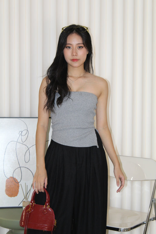 Keith Asymmetric Textured Tube Top (Grey)