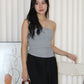 Keith Asymmetric Textured Tube Top (Khaki)