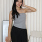 Keith Asymmetric Textured Tube Top (Khaki)