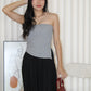 Keith Asymmetric Textured Tube Top (Khaki)