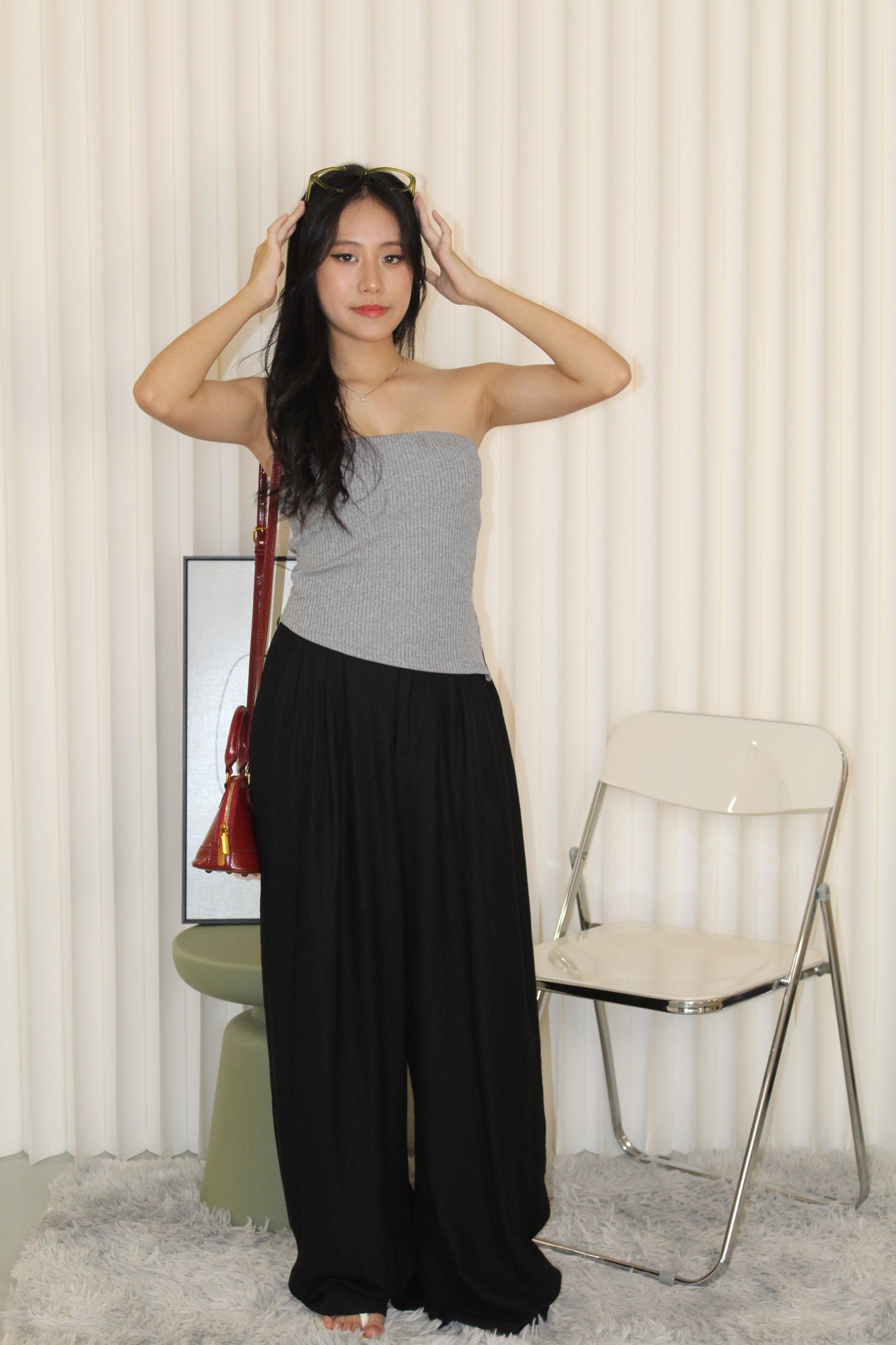 Brea Pleated Trousers Pants (Black)
