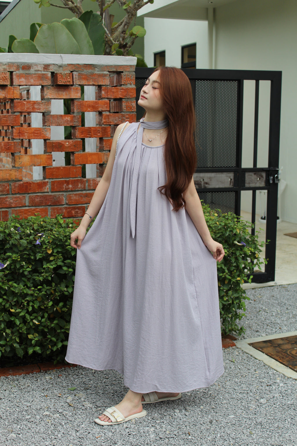 Danica Pleated Midaxi Dress (Green)