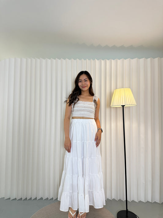 Emily Layered Maxi Skirt (White)