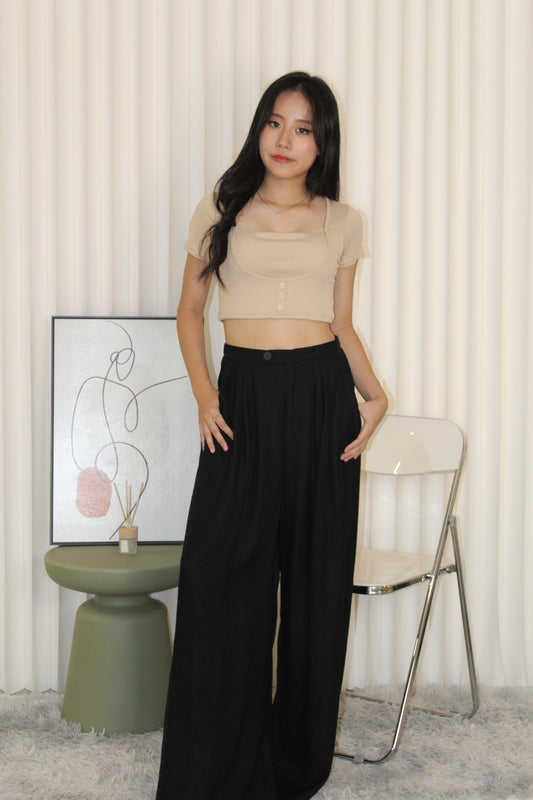 Brea Pleated Trousers Pants (Black)