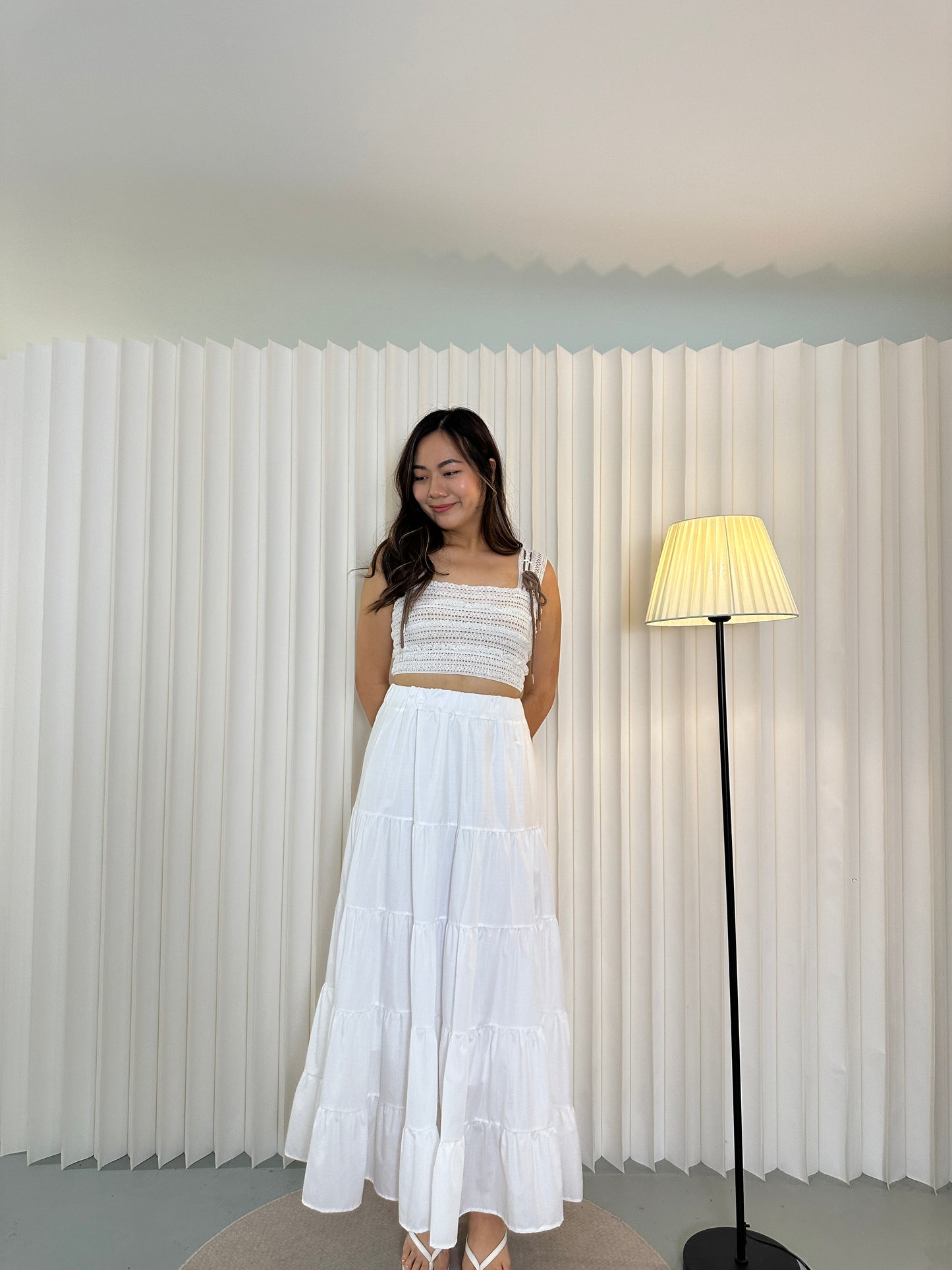 Emily Layered Maxi Skirt (White)