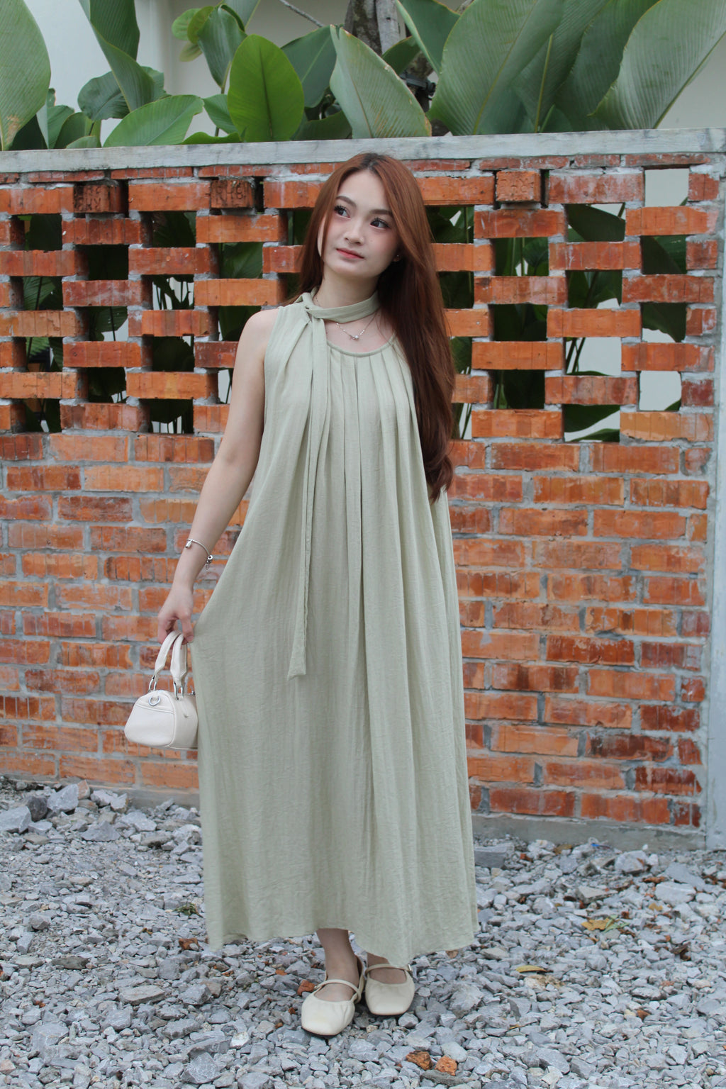 Danica Pleated Midaxi Dress (Green)