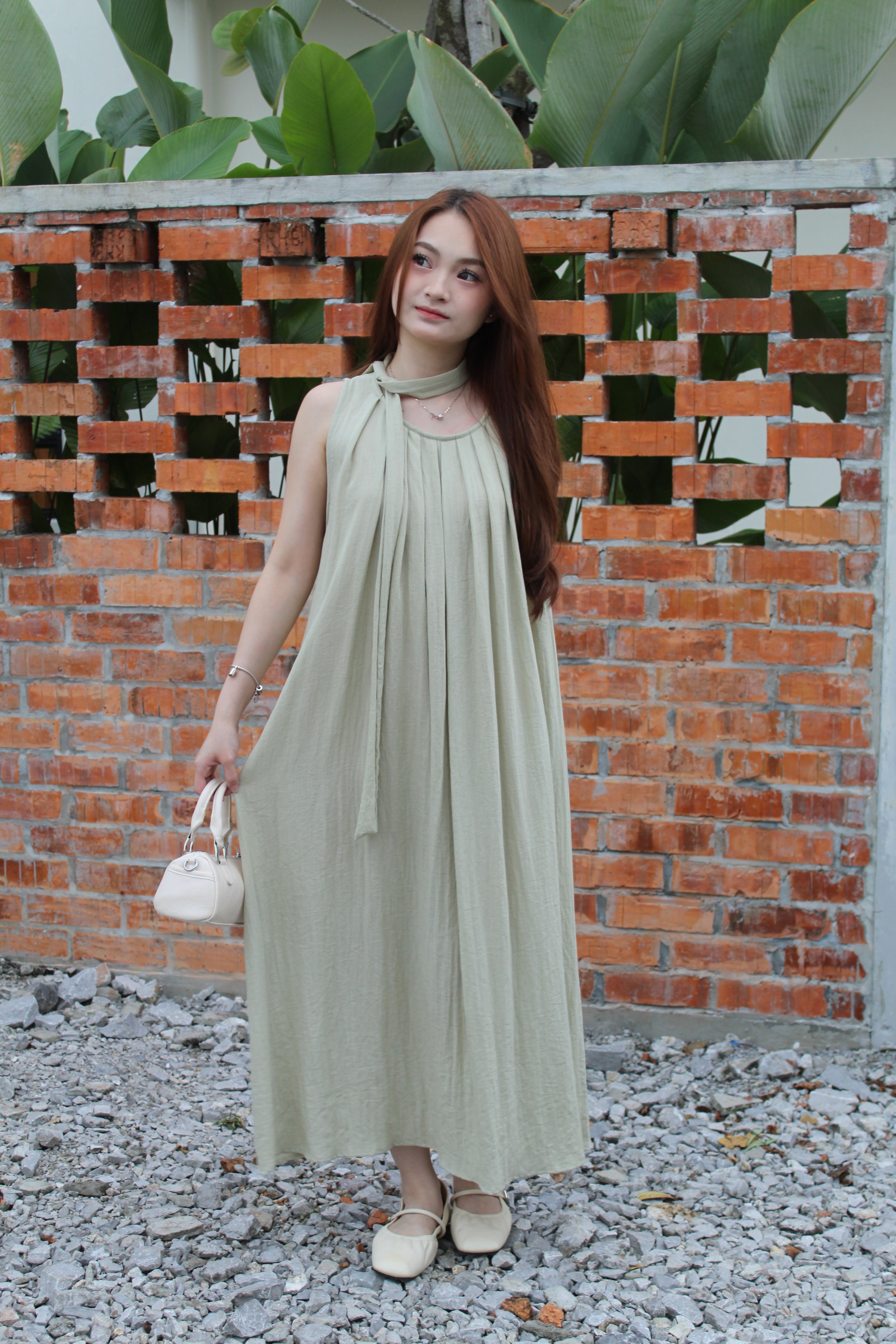 Danica Pleated Midaxi Dress (Green)