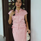 Mu Lan Soft Cheongsam Maxi Slit Skirt (Pink)