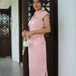 Mu Lan Soft Cheongsam Maxi Slit Skirt (Pink)