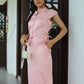 Mu Lan Soft Cheongsam Maxi Slit Skirt (Pink)