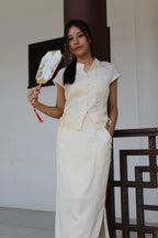 Mu Lan Soft Cheongsam Maxi Slit Skirt (Cream)