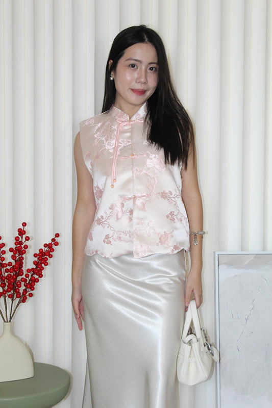 Quinlan Jacquard Vest Top (Pink)