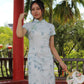 Man Yue Floral Cheongsam Midi Dress (Blue)