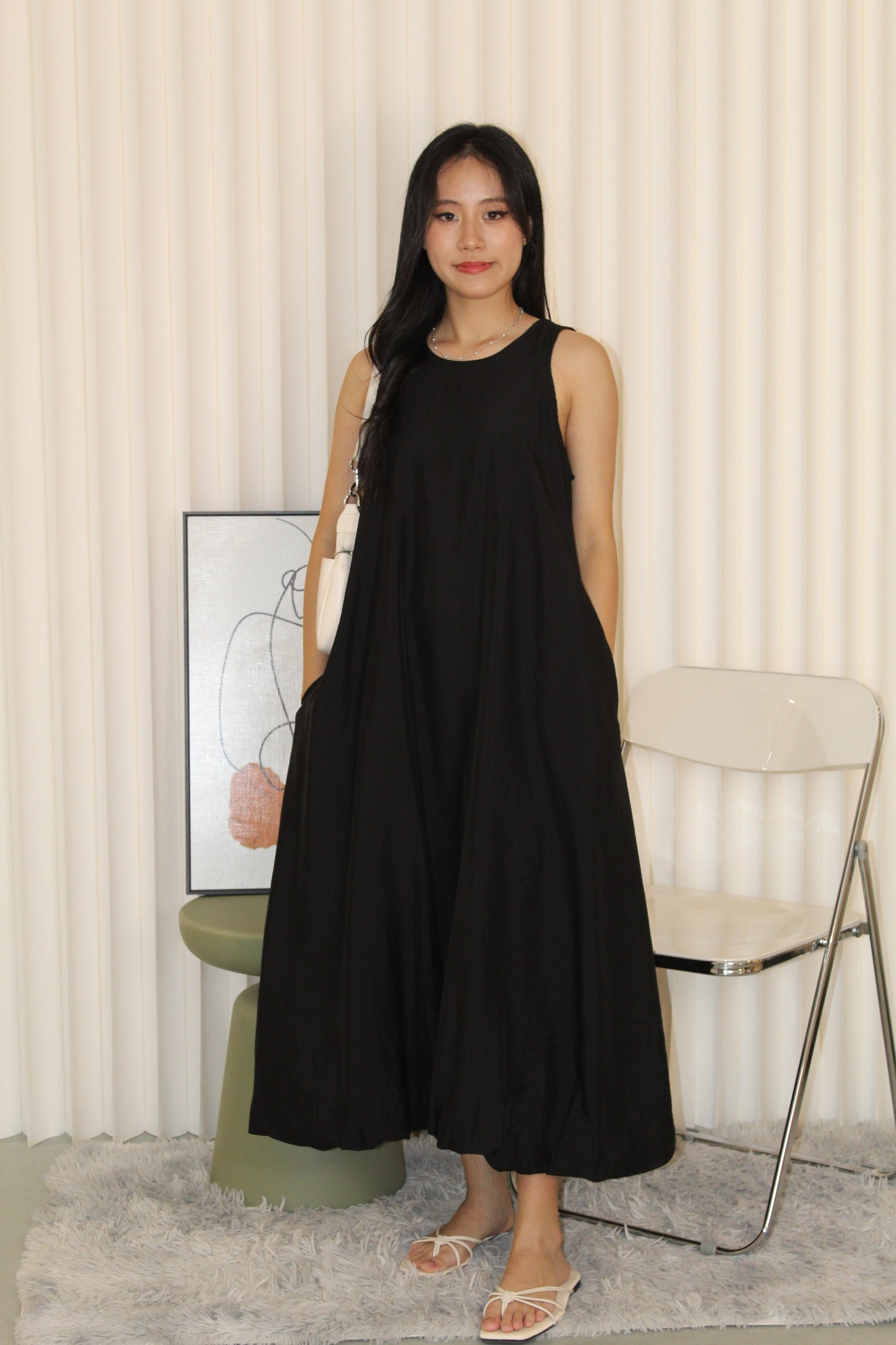 Althea Balloon Midaxi Dress (Cream)