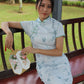 Man Yue Floral Cheongsam Midi Dress (Blue)