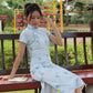 Man Yue Floral Cheongsam Midi Dress (Blue)