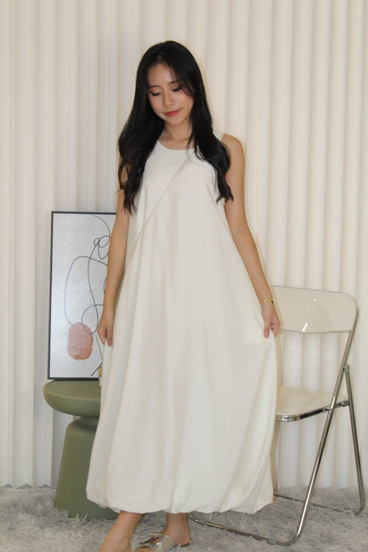Althea Balloon Midaxi Dress (Cream)