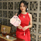 Bai He Halter Cheongsam Midaxi Dress (Red)