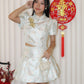 Qi Xuan Jacquard Puff Cheongsam Top (Blue)