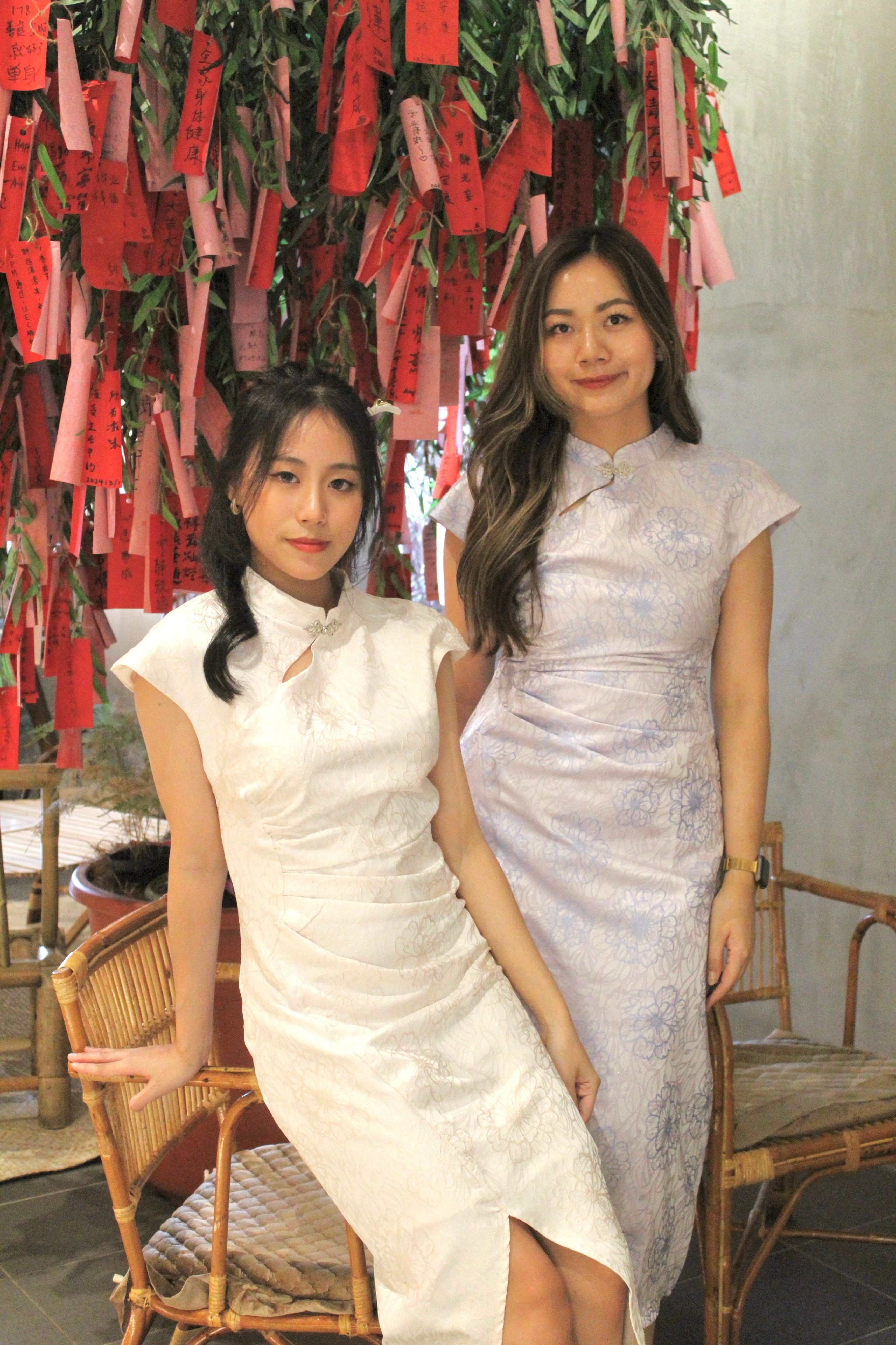 Ru Yi Embossed Slit Cheongsam Dress (Orange)