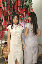 Ru Yi Embossed Slit Cheongsam Dress (Orange)