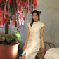 Ru Yi Embossed Slit Cheongsam Dress (Cream)