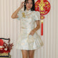 Qi Xuan Jacquard Puff Cheongsam Top (Blue)