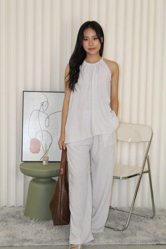 Mia Halter Two Piece Pants Set (Grey)
