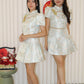 Qi Xuan Jacquard Puff Cheongsam Top (Blue)