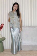 Chloe Satin Maxi Skirt (Blue)