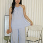 Mia Halter Two Piece Pants Set (Blue)