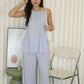 Mia Halter Two Piece Pants Set (Blue)
