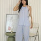 Mia Halter Two Piece Pants Set (Blue)