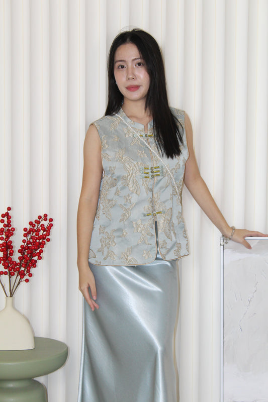 Bomi Jacquard Vest Top (Blue)