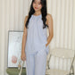 Mia Halter Two Piece Pants Set (Blue)
