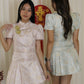 Qi Xuan Jacquard Puff Cheongsam Top (Blue)