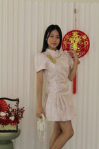 Qi Xuan Jacquard Cheongsam Skirt (Pink)