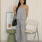 Claris Pleated Stripes Two Piece Pants Set (Blue)