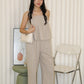 Claris Pleated Stripes Two Piece Pants Set (Blue)