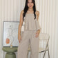 Claris Pleated Stripes Two Piece Pants Set (Blue)
