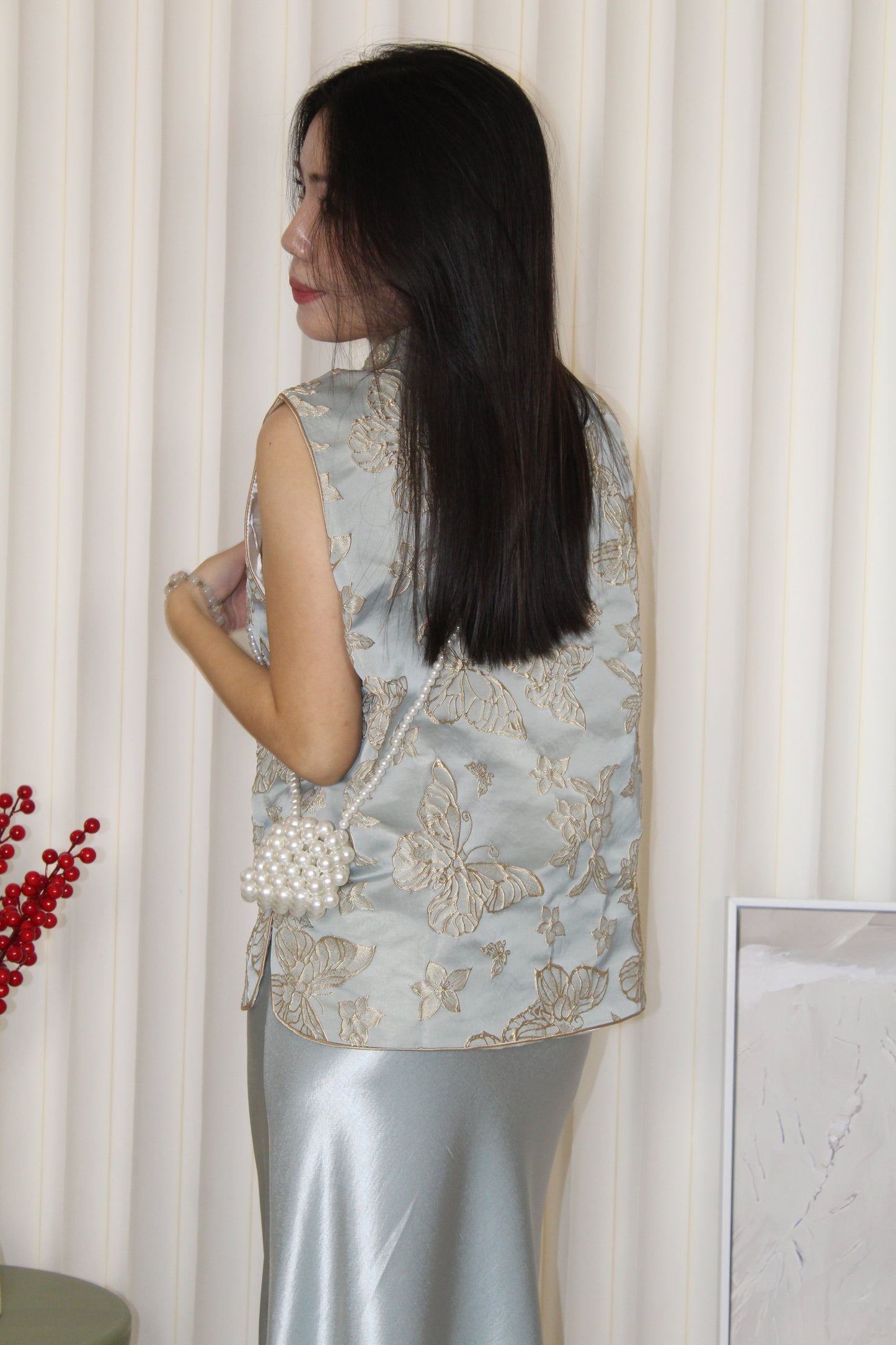 Bomi Jacquard Vest Top (Blue)