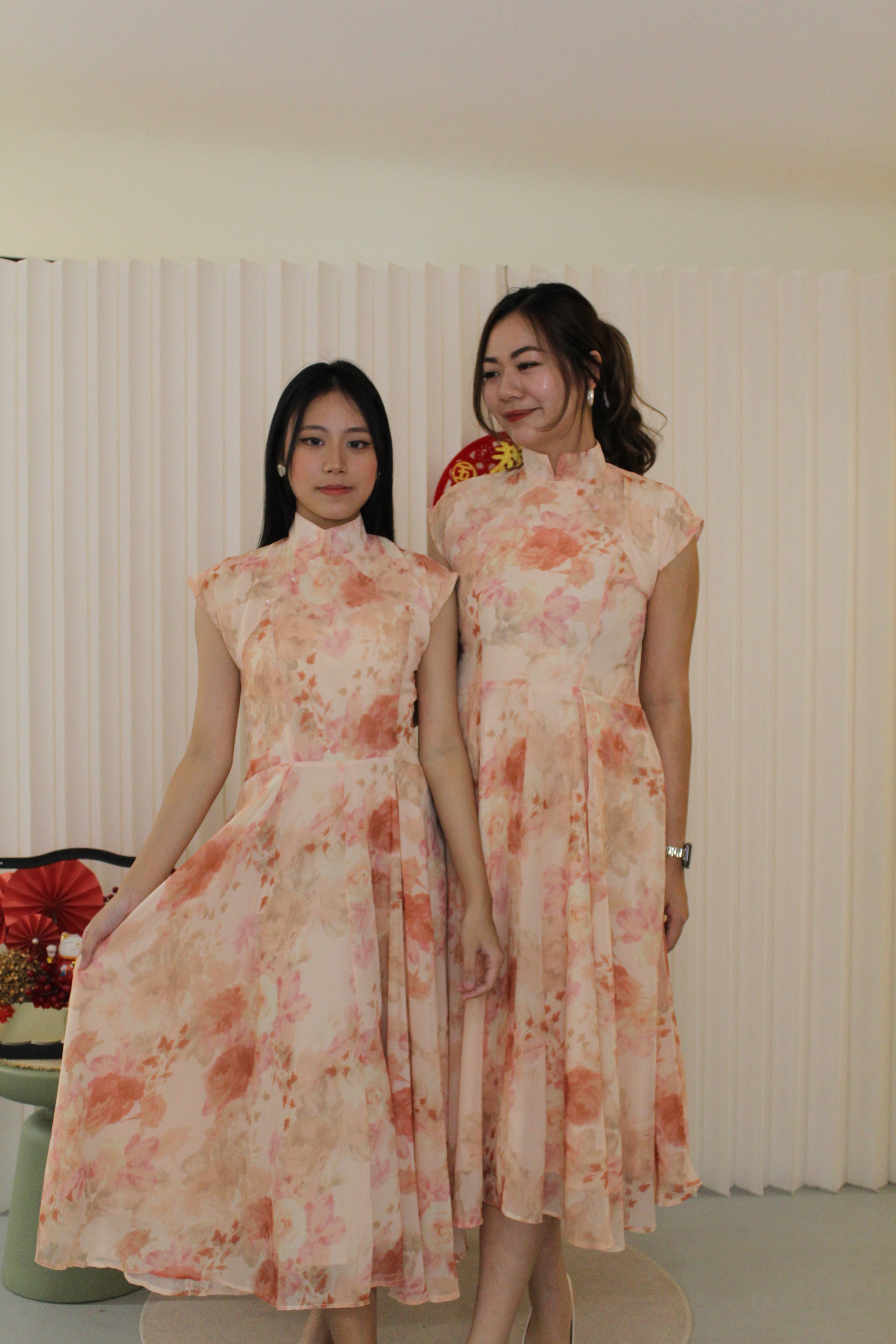 Fang Yue Flare Midi Cheongsam Dress (Pink)