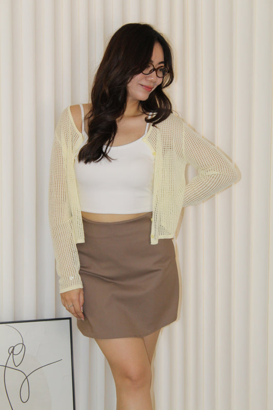 Laura Knit Cardigan Top (Yellow)