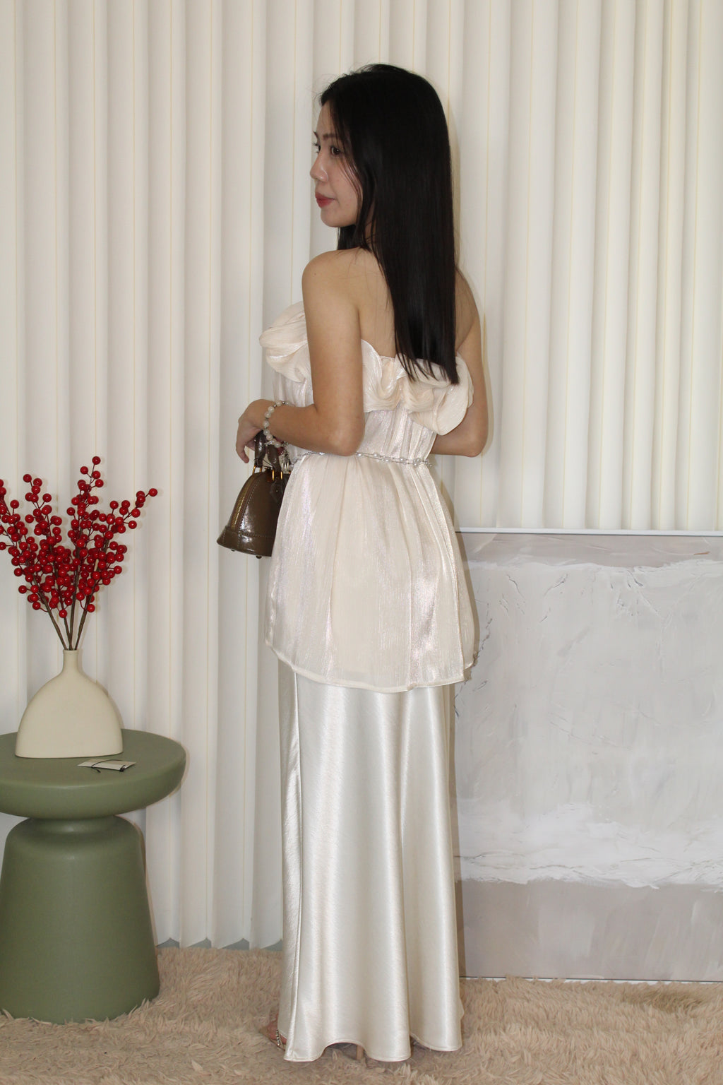 Chloe Satin Maxi Skirt (Blue)