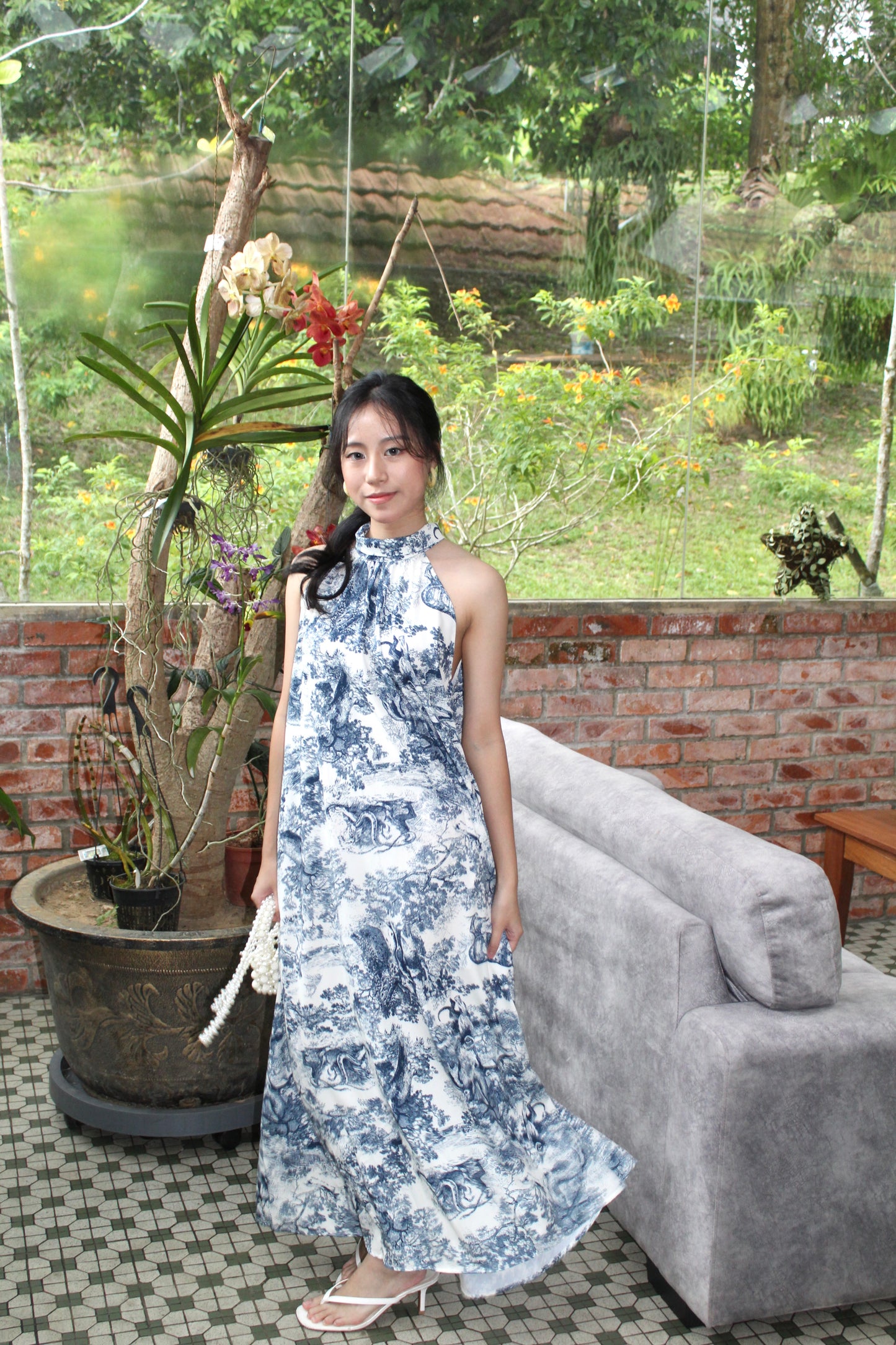 Dior Floral Maxi Dress (Blue)