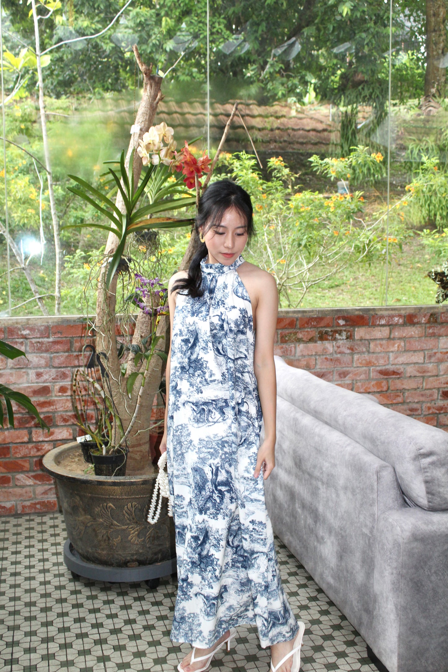 Dior Floral Maxi Dress (Blue)